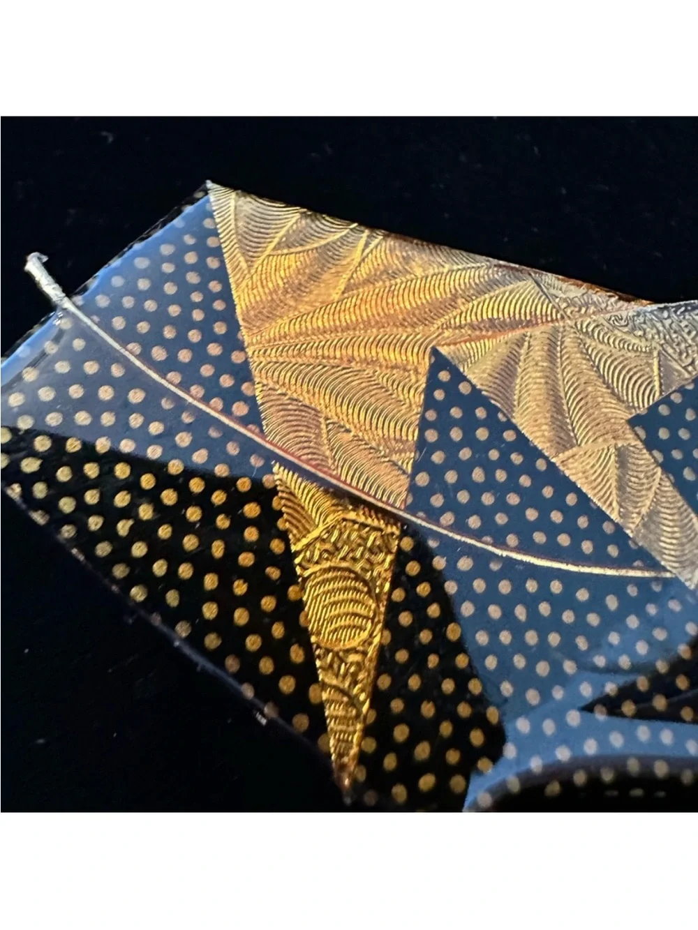 Handcrafted Black and Gold Geometric Statement Pin